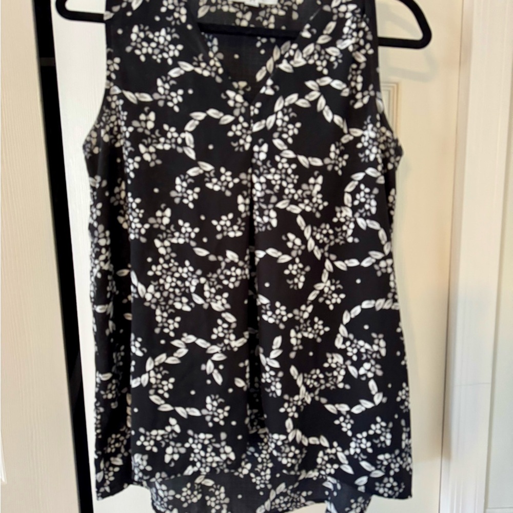 Floral Black and White Sleeveless Top